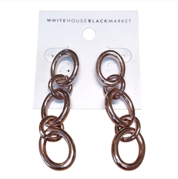 NWT White House Black Market Rose gold Link Earrings - Picture 3 of 3